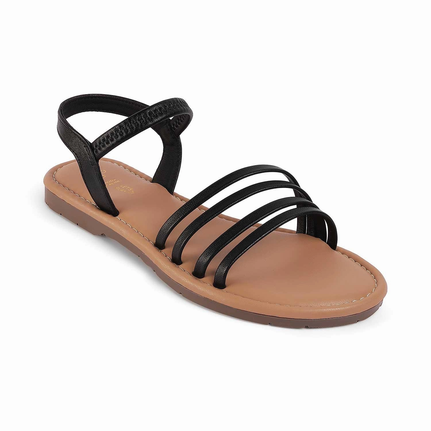 Flat Shoes Without Laces Tresmode Flastrip Black Women's Casual Flats