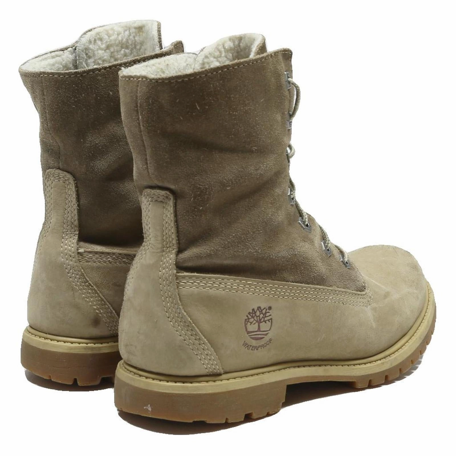 TIMBERLAND Womens Beige Leather Lace-Up Boots UK 5.5 Durable Outdoor Waterproof Cute Boots For Winter