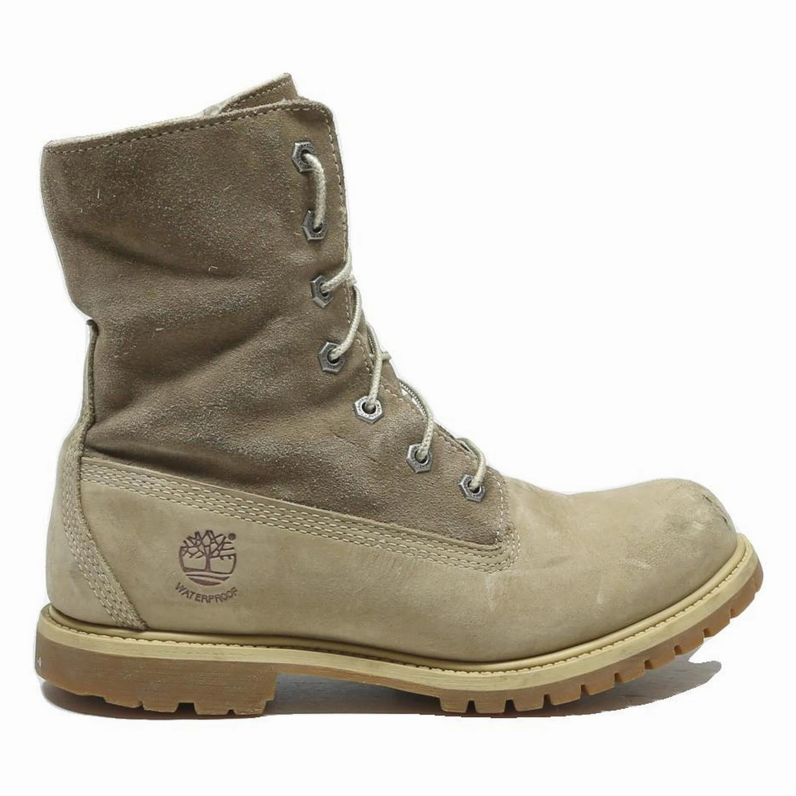 Cowboy Boots Dress TIMBERLAND Womens Beige Leather Lace-Up Boots UK 5.5 Durable Outdoor Waterproof