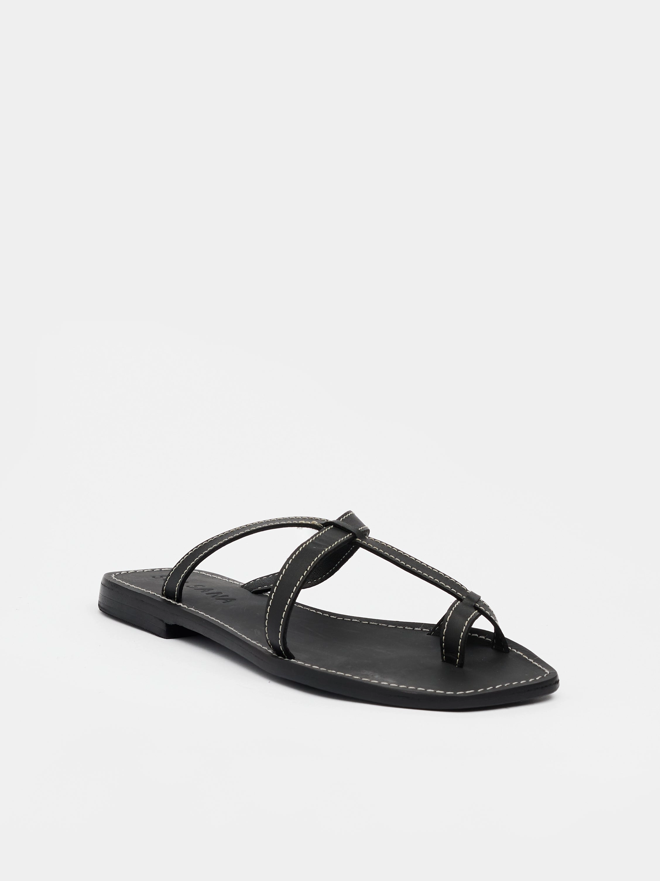 Cosmo Thong Black Slippers With A Hard Bottom