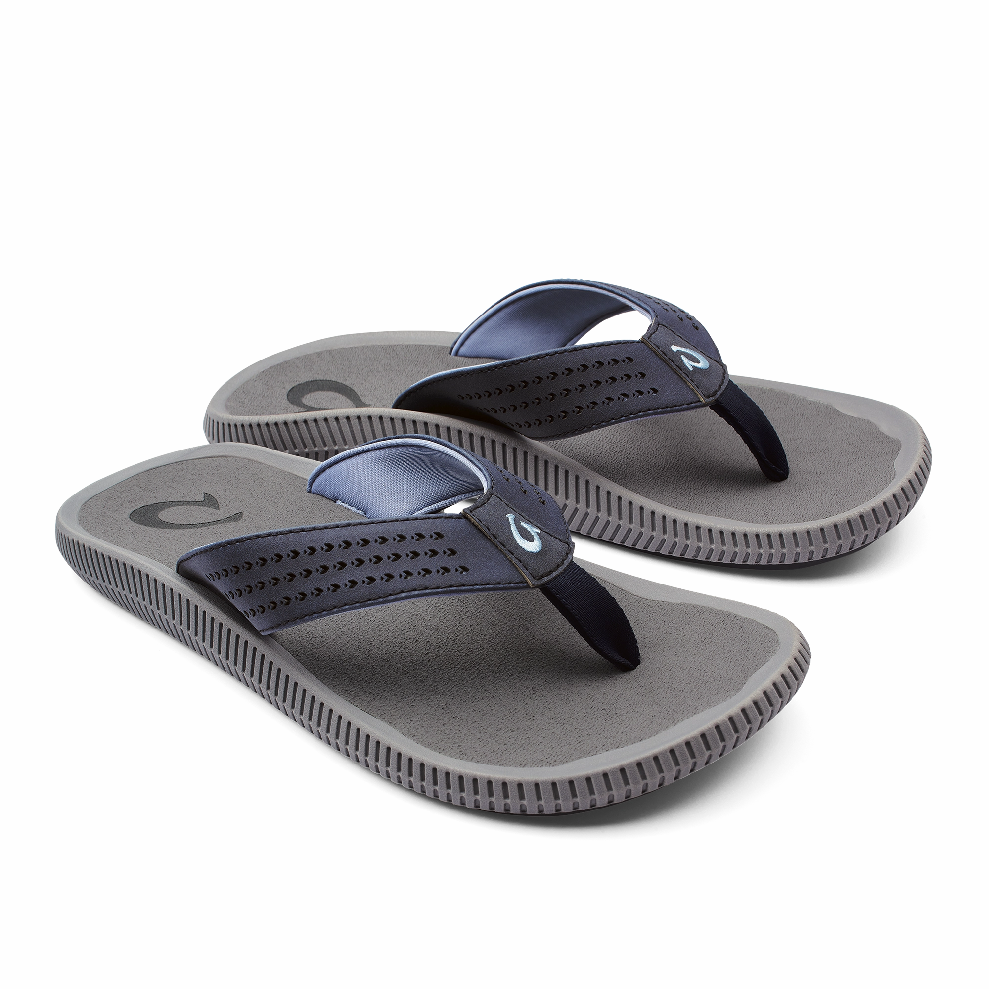Ulele - Blue Depth / Charcoal Flip Flops With Fabric Strips