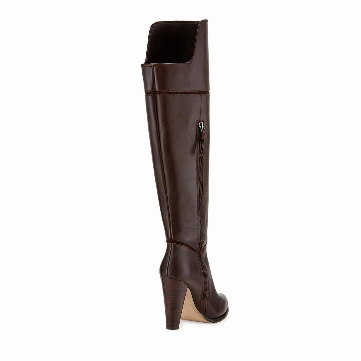 Knee High Boots Skinny Legs FRENCH CONNECTION  Women's Cai Bitter Chestnut Round Toe Leather Knee High Boot