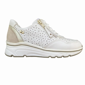 Valleverde scarpa sneakers da donna con laccio e zip 36061 bianco-oro Chiefs Sneakers