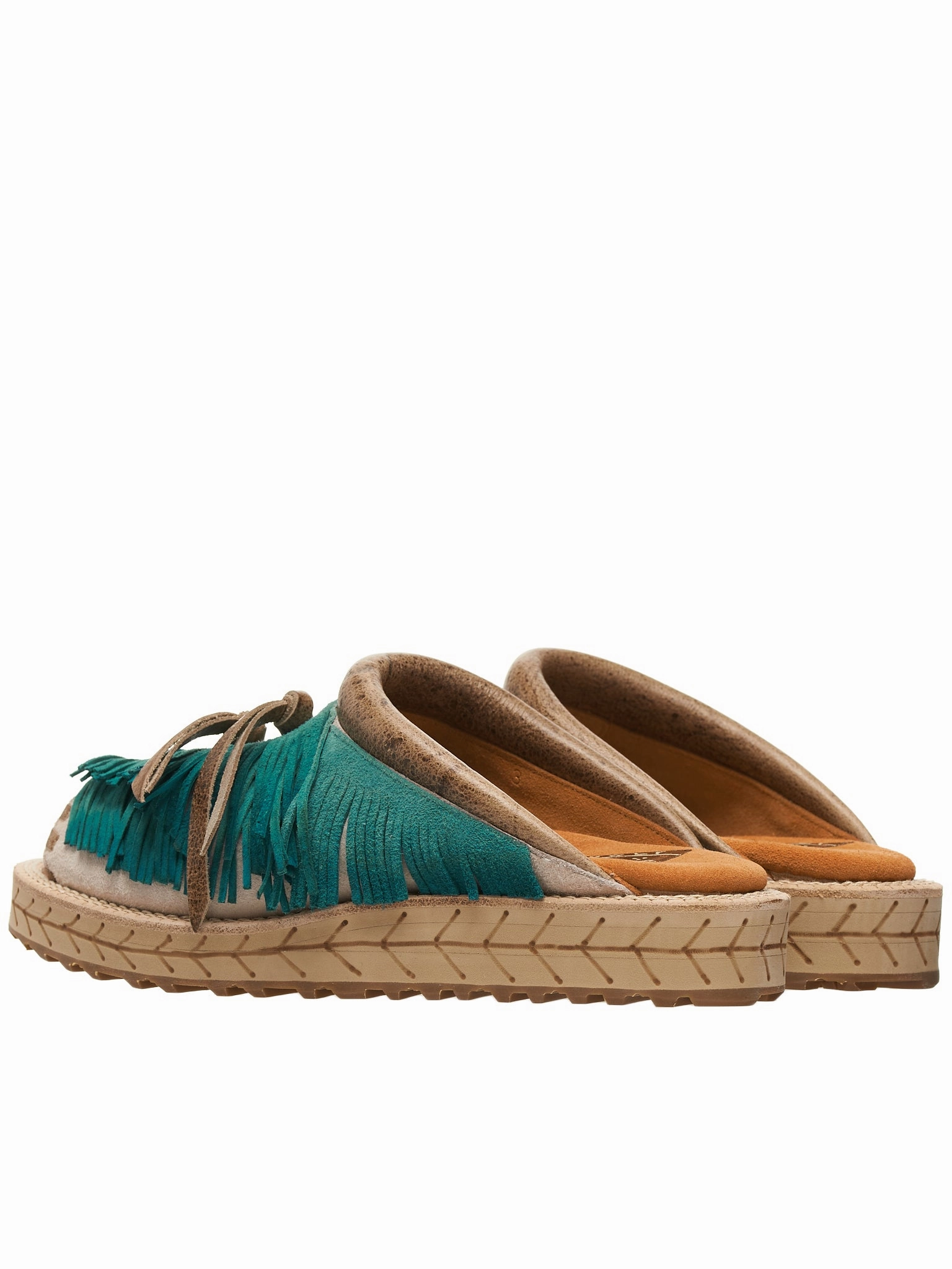 Sandals Universal Fringed Leather Slides (K2204XG522-BL-BLUE)