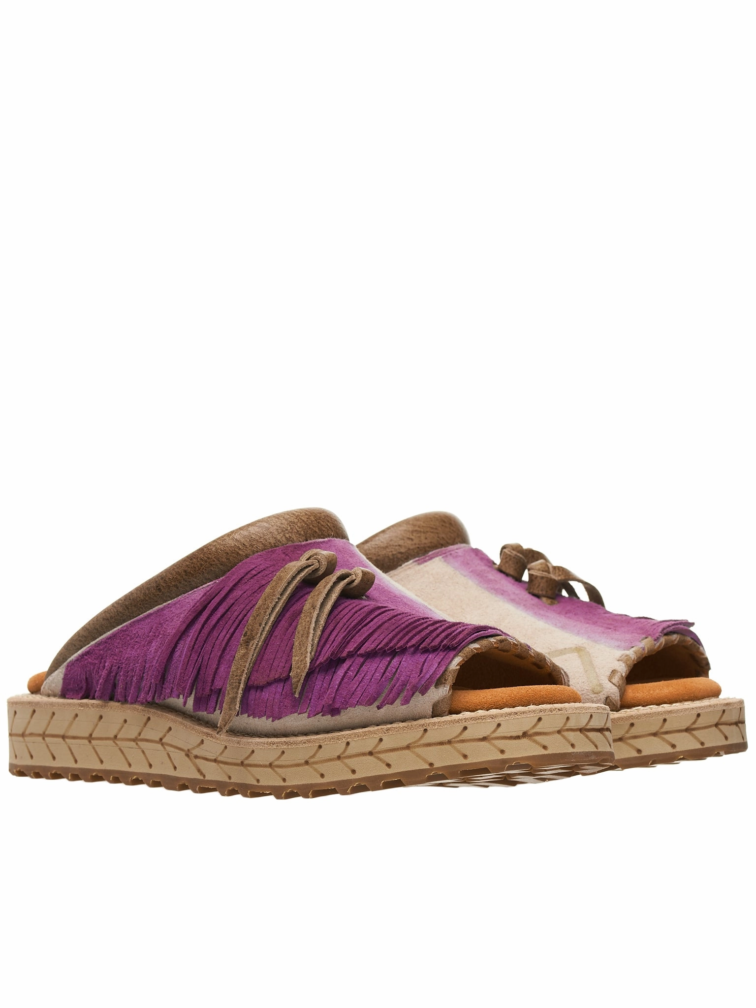 Support Inserts For Sandals Fringed Leather Slides (K2204XG522-PUR-PURPLE)
