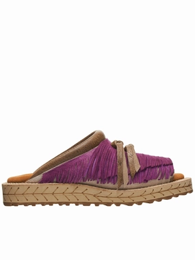 Fringed Leather Slides (K2204XG522-PUR-PURPLE) Sandals For People With Flat Feet