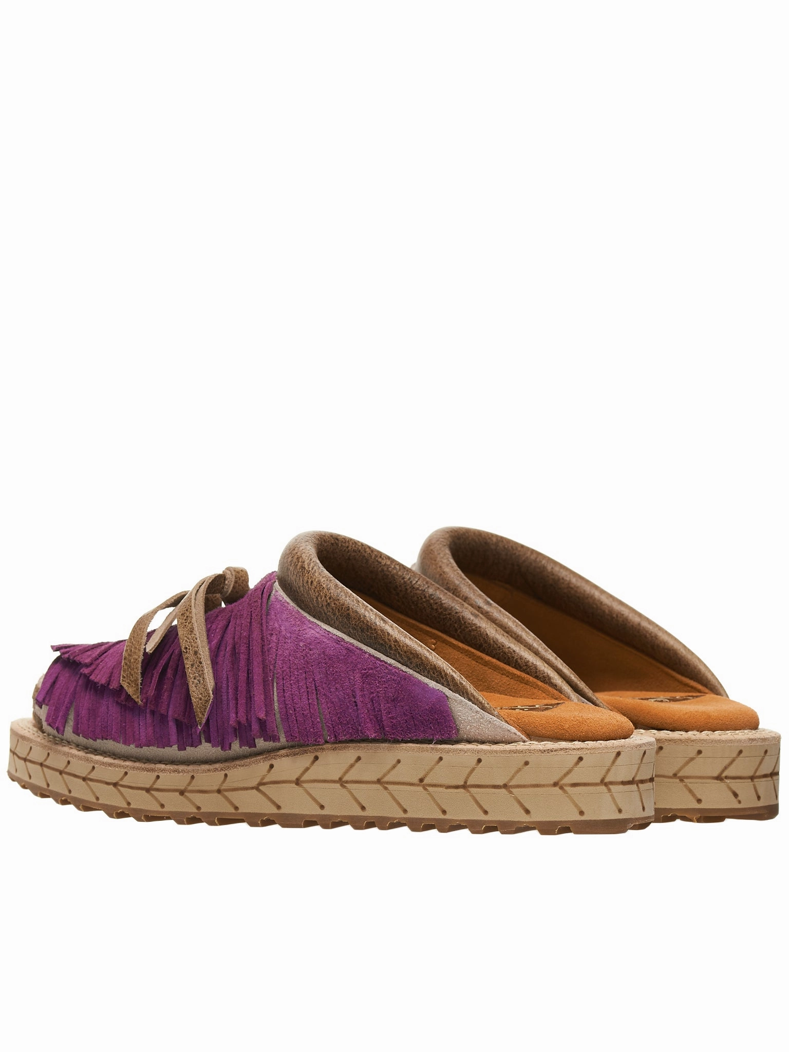 Fringed Leather Slides (K2204XG522-PUR-PURPLE) Sandals Emerald Bay Exuma