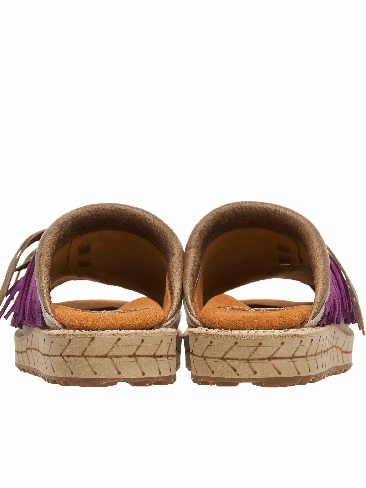 Sandals By Sofft Fringed Leather Slides (K2204XG522-PUR-PURPLE)