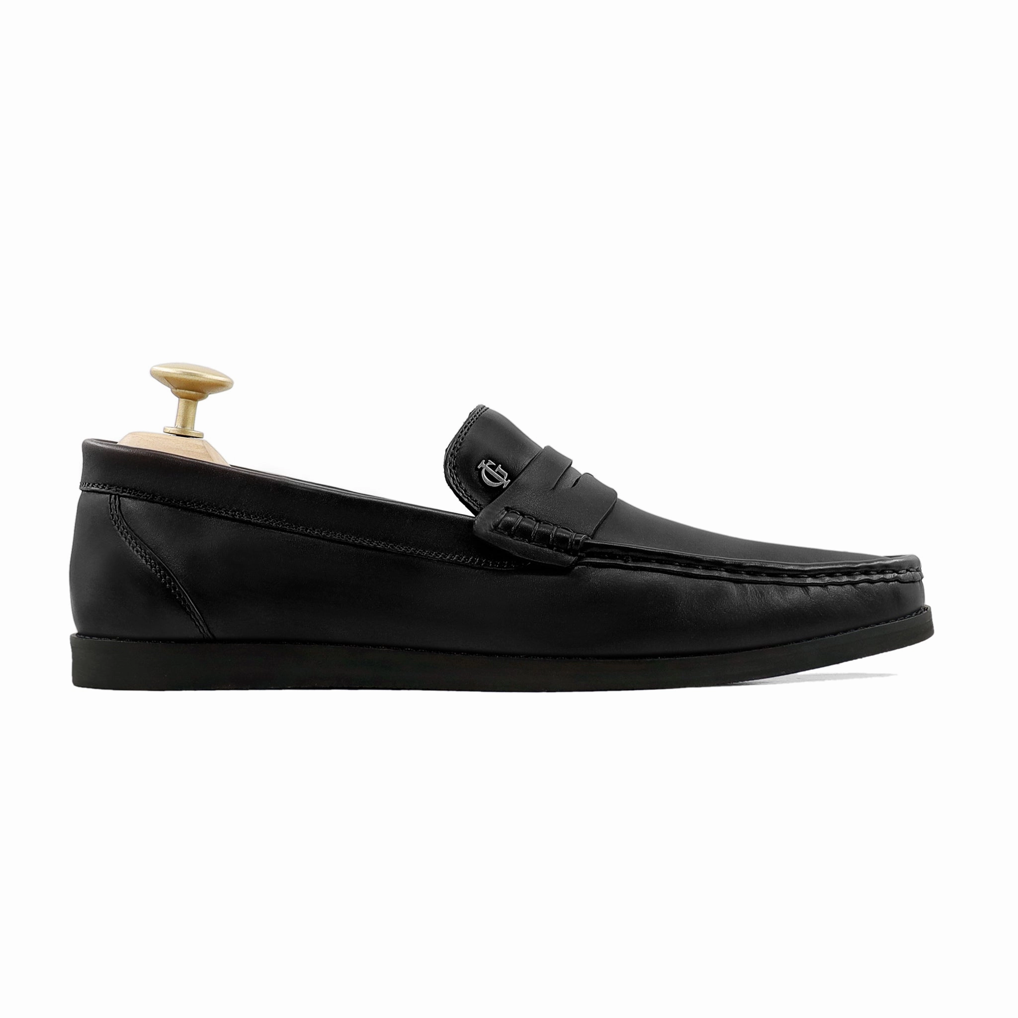 Fronzay - Men's Black Calf Leather Driver Shoe Designer Dress Loafers