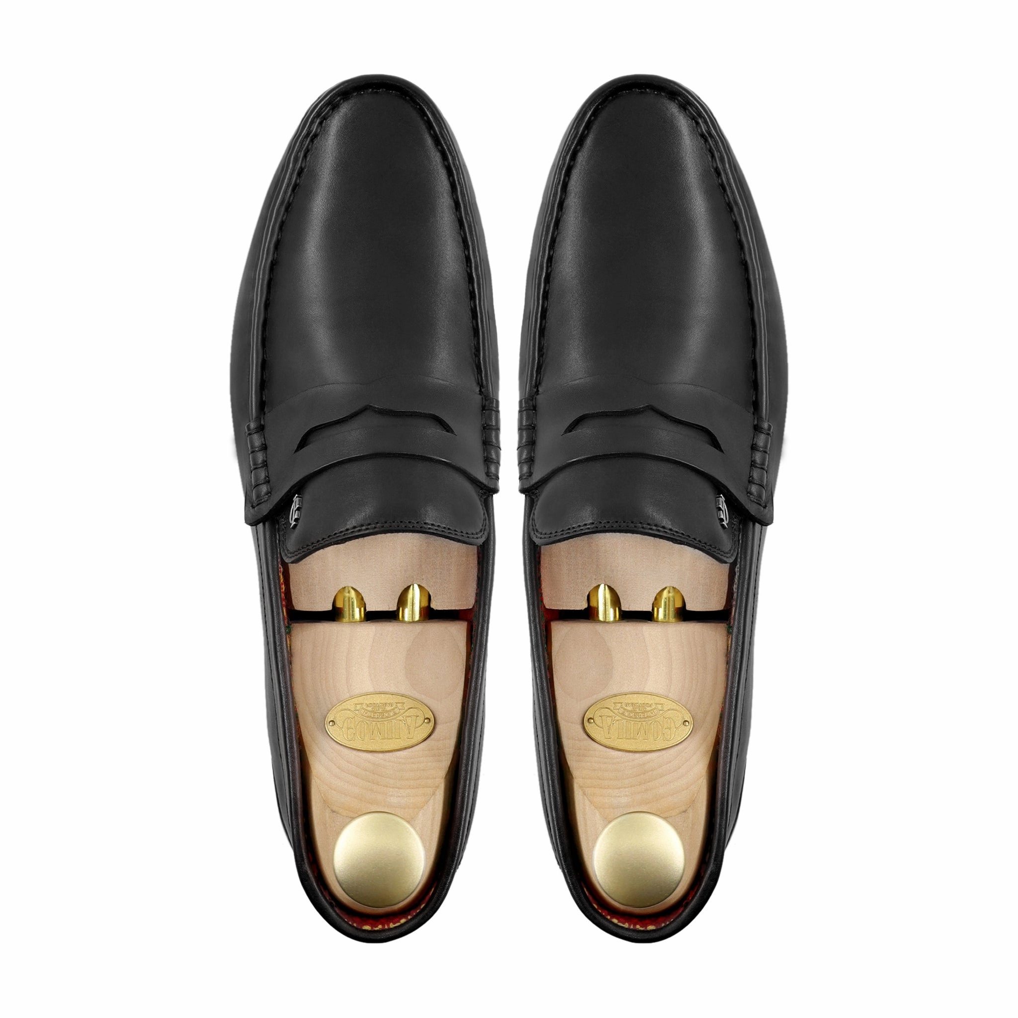 Fronzay - Men's Black Calf Leather Driver Shoe Casual Slip Loafers