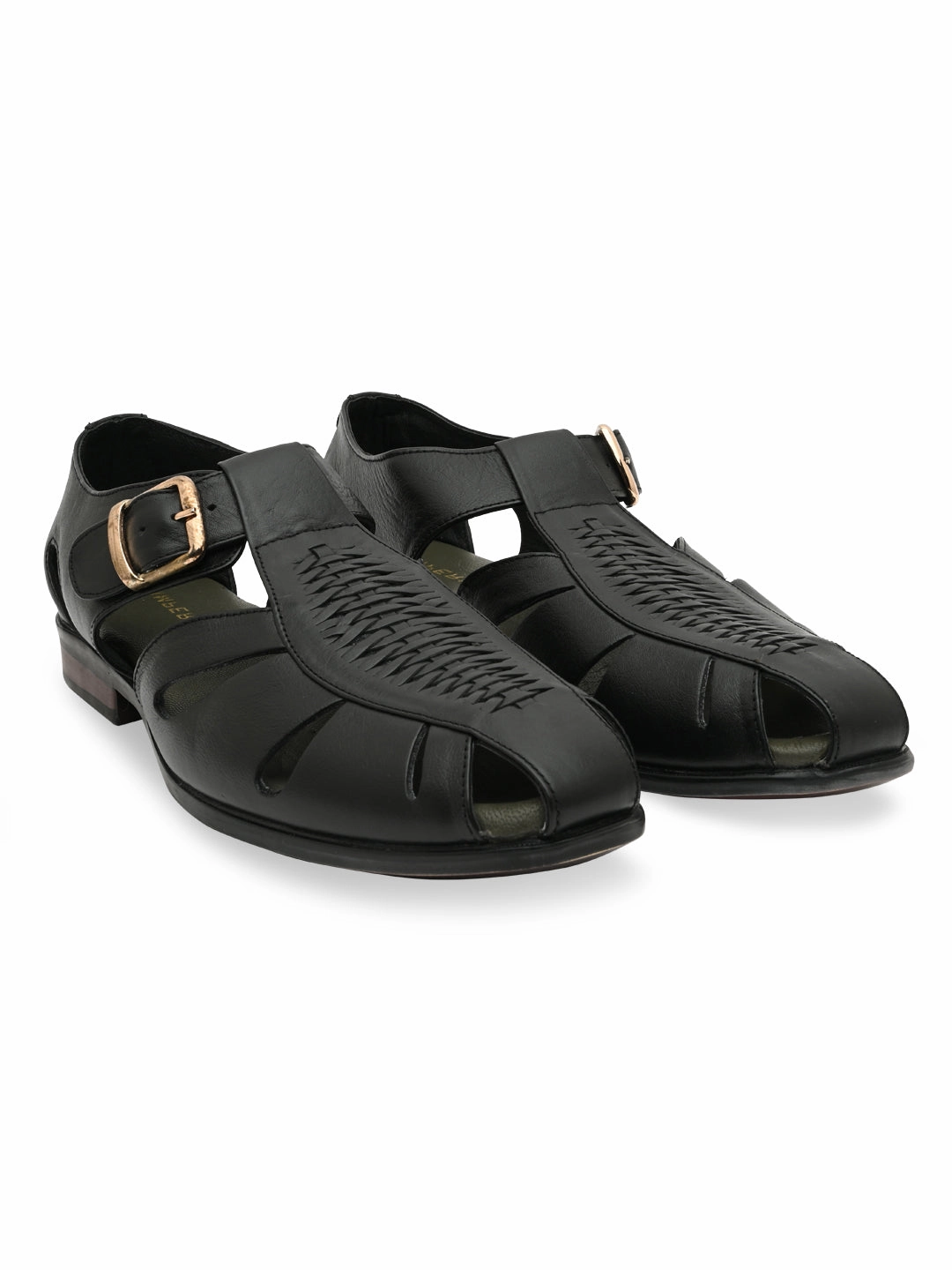 Berkins Sandals Imperio By Regal Black Men Leather Pathanis