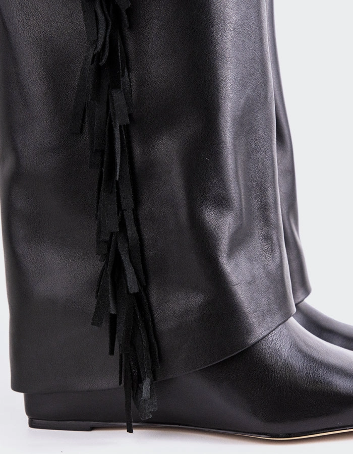 Galvani Black Leather Us Combat Boots