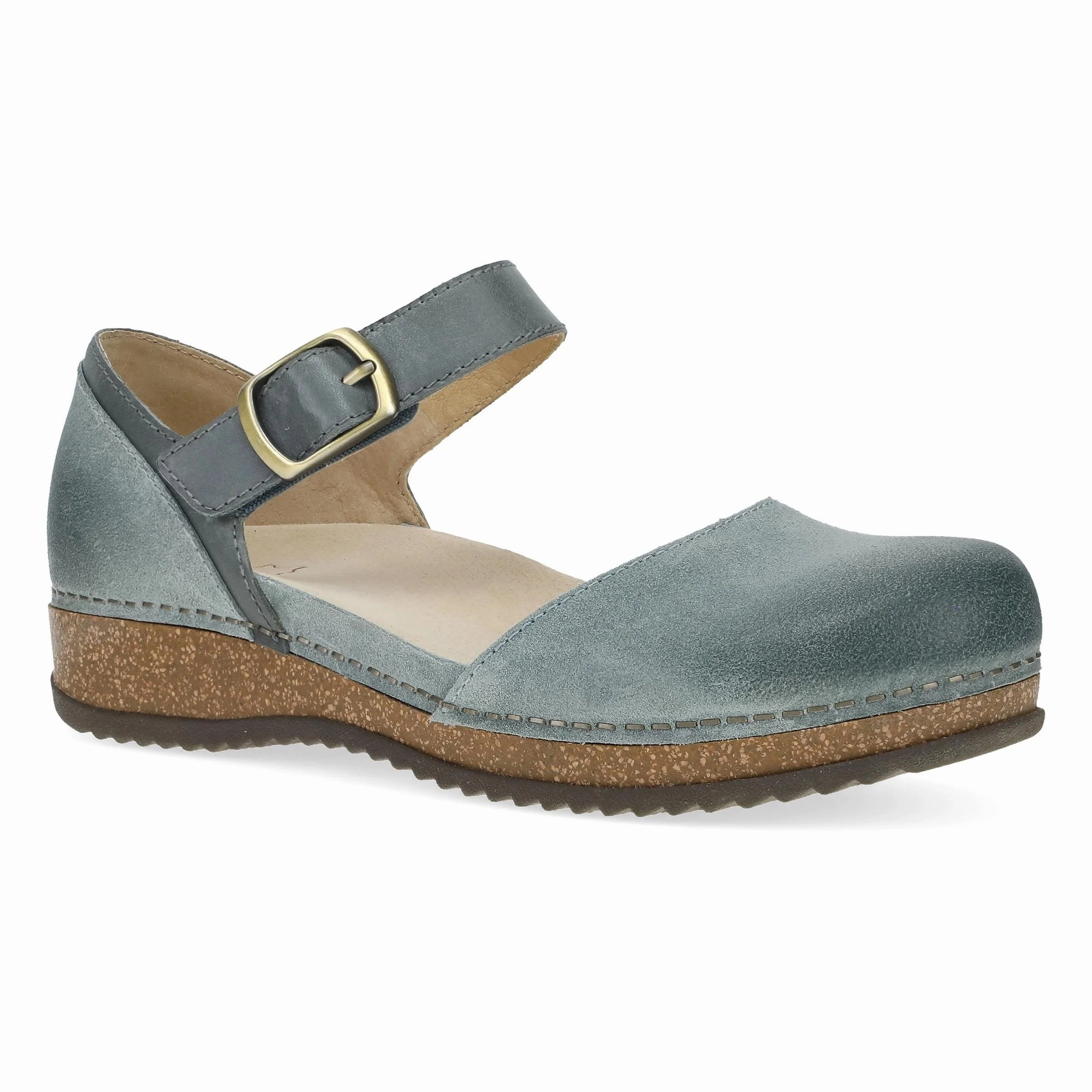 Dansko Women's Mae Mary Jane Clog - Denim Burnished Suede Mary Jane T-bar Shoes Blogshop