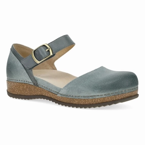 Earth Pilot Mary Jane Shoes Dansko Women's Mae Mary Jane Clog - Denim Burnished Suede
