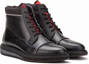 Garnet Mens Fashion Handcrafted Casual Stylish Derby Chukka Two-tone Leather Lace-up Ankle High-Top Boots w/Wedged Heel, Platform, Bump Round Cap Toe & Rubber Outsole Best Oxfords Under 300