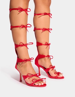 Porn Pics High Heels Gaya Red High Leg Bow Detail Mid Heels