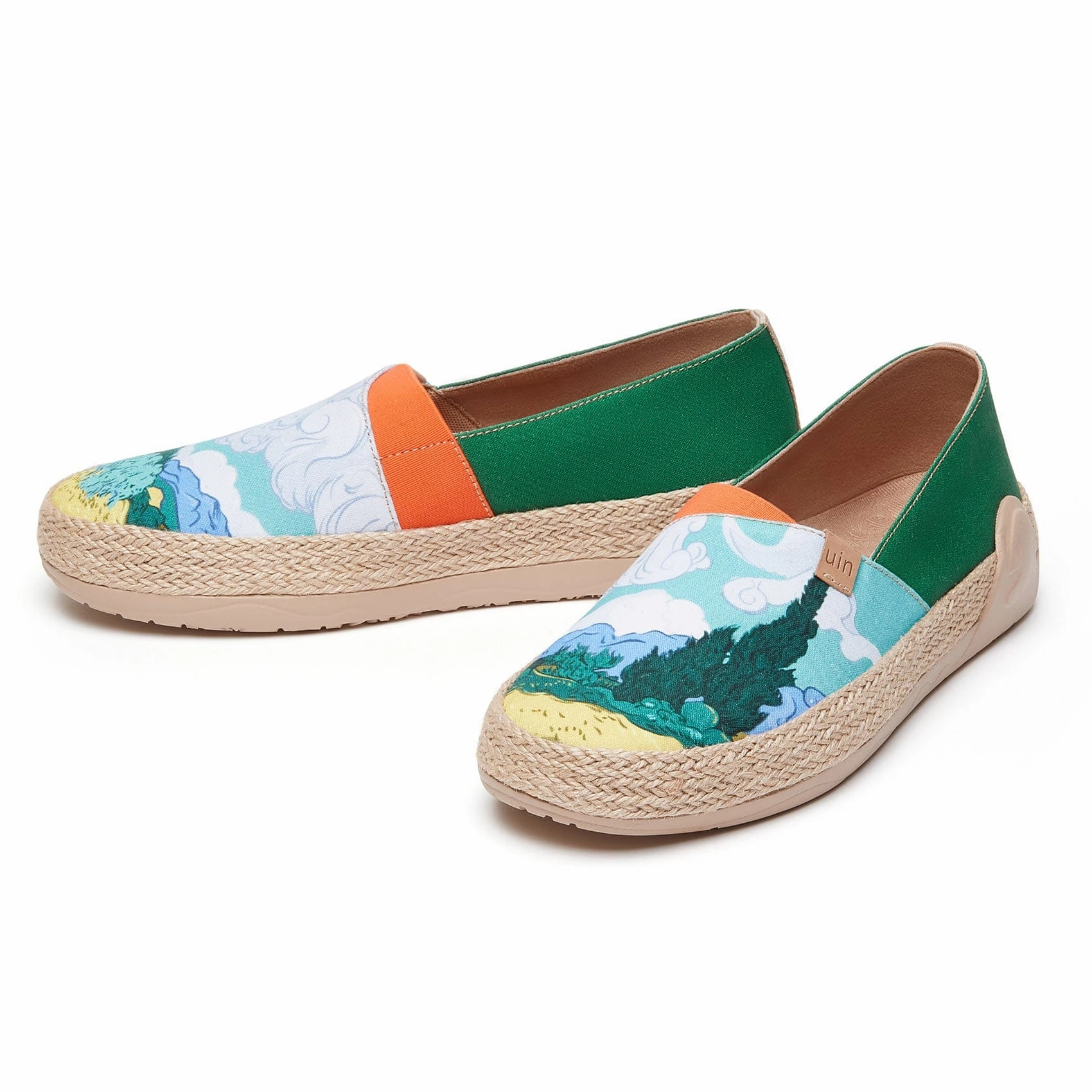 Van Gogh Wheatfield with Cypresses Marbella I Men Espadrille Wedges With Elastic Straps