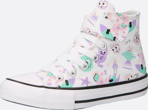 Converse scarpa sneakers da bambina alta con laccio elastico e velcro Ctas 1V HI A02968C bianco Self Tying Sneakers