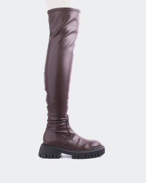 Gironde Brown Stretch Chunky Sock Chelsea Boots