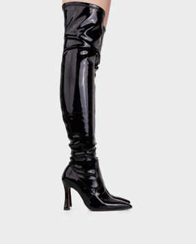 Giverny Black Patent Stretch Boots Lyrics