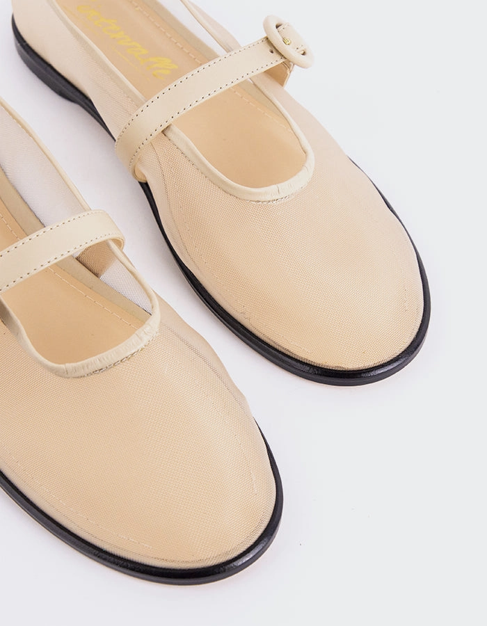 Cute Mary Jane Platform Shoes Glint Off White Mesh