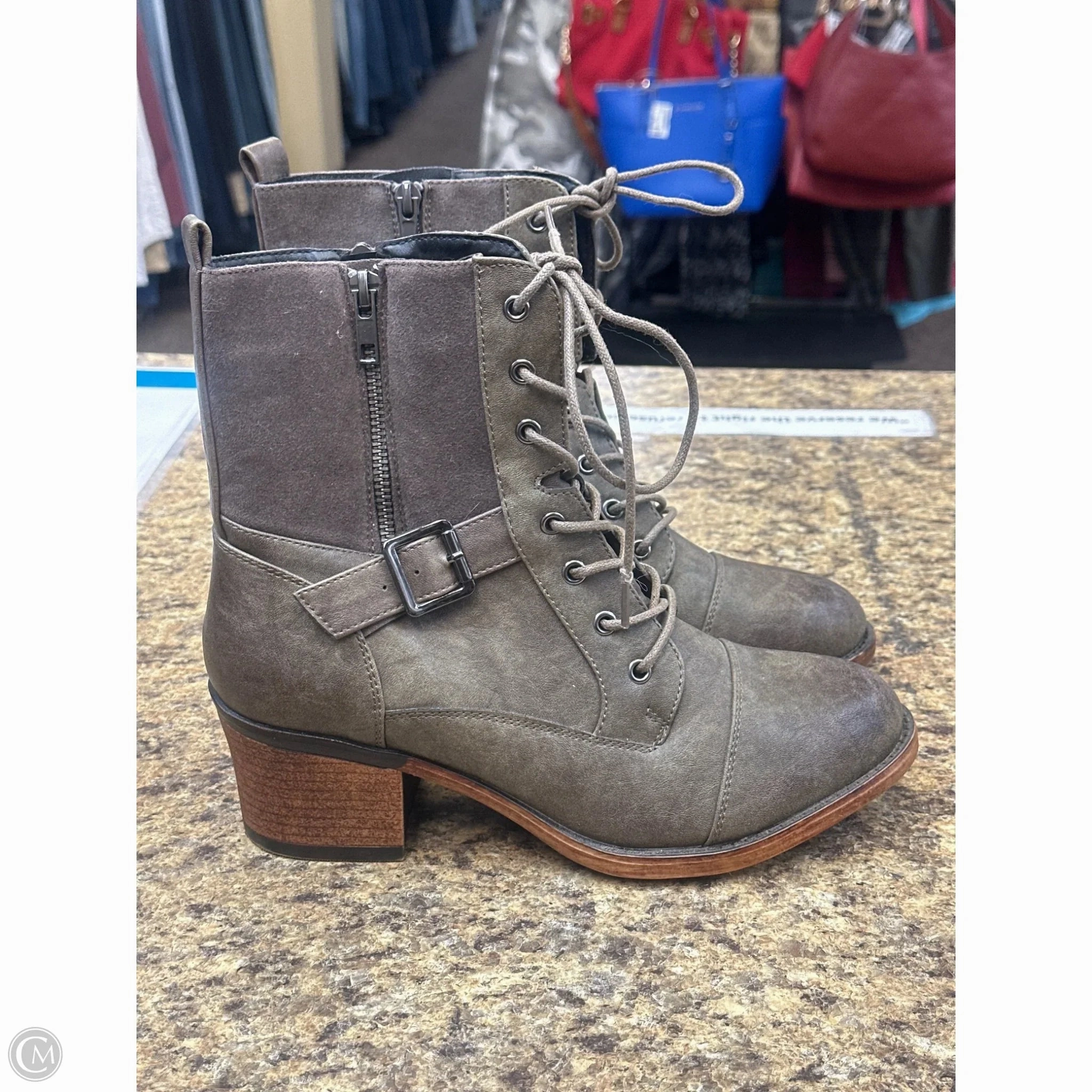 Combat Boots Steel Toe Boots Combat By Clothes Mentor In Brown, Size: 8.5