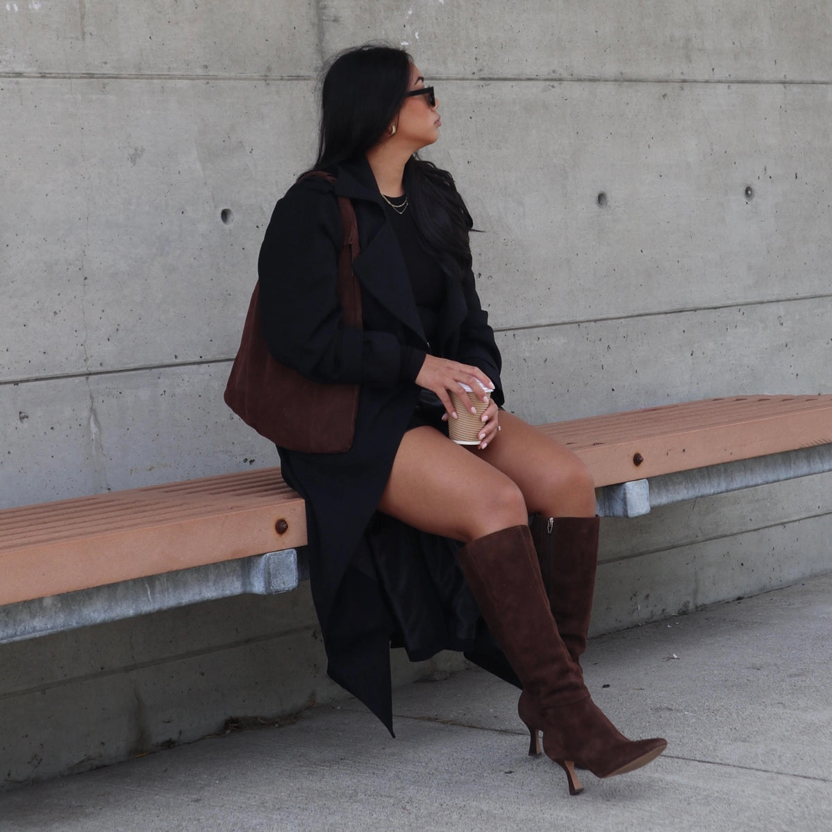 GYRA WIDE CALF BOOTS DK BROWN SUEDE Suede Boots Knee High