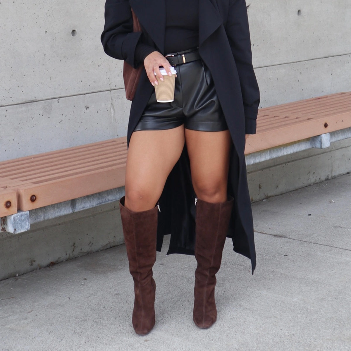 GYRA WIDE CALF BOOTS DK BROWN SUEDE Tall Boots For Wide Calf