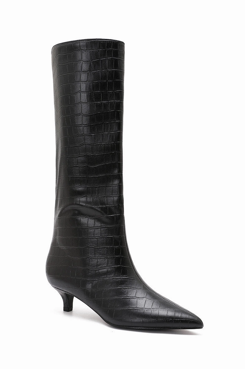 Wear Knee High Boots Hailey Black Croc Knee High Boots