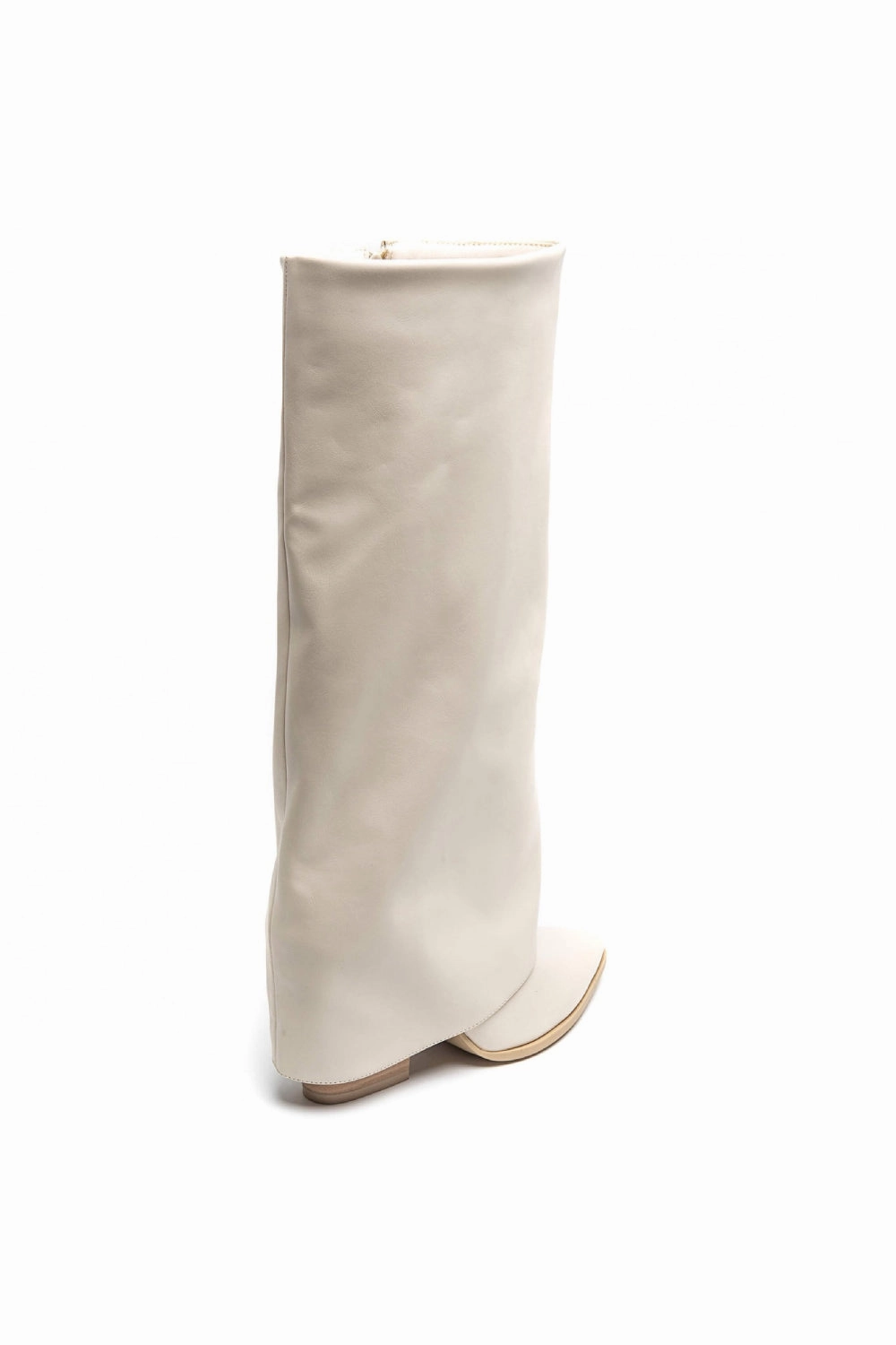 Knee High Boots Goth BEIGE FOLD OVER MID BLOCK HEEL KNEE HIGH WESTERN COWBOY BOOTS