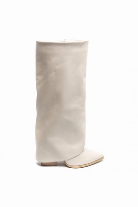 Brown Boots Knee High Wide Calf BEIGE FOLD OVER MID BLOCK HEEL KNEE HIGH WESTERN COWBOY BOOTS