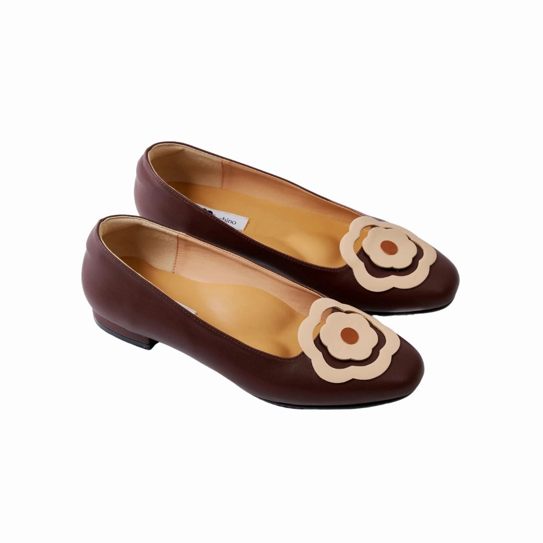 Bloom Ballerina Flats in Hana Espresso and Beige Wholesale Flat Shoes
