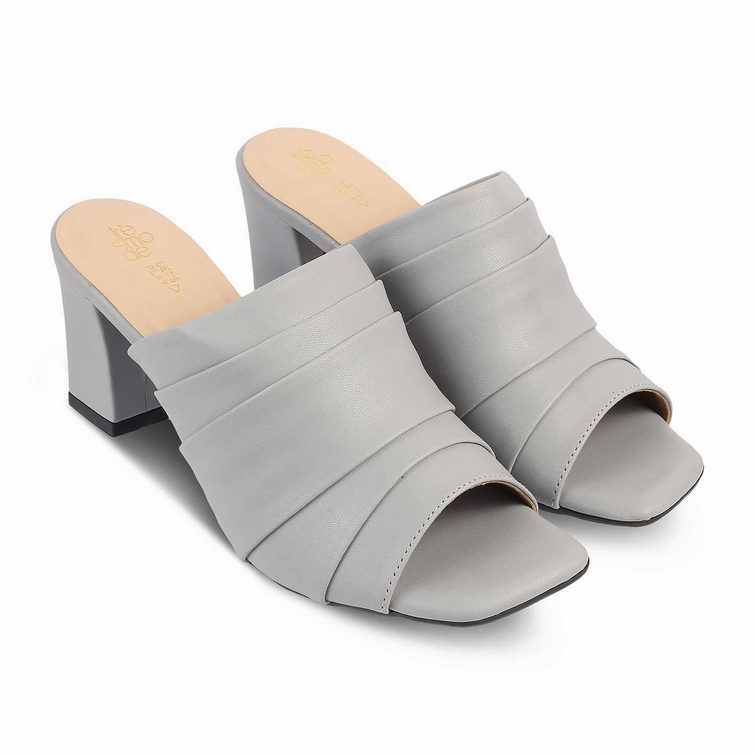 The Coco Grey Women's Dress Block Heel Sandals Tresmode Bling Sandals