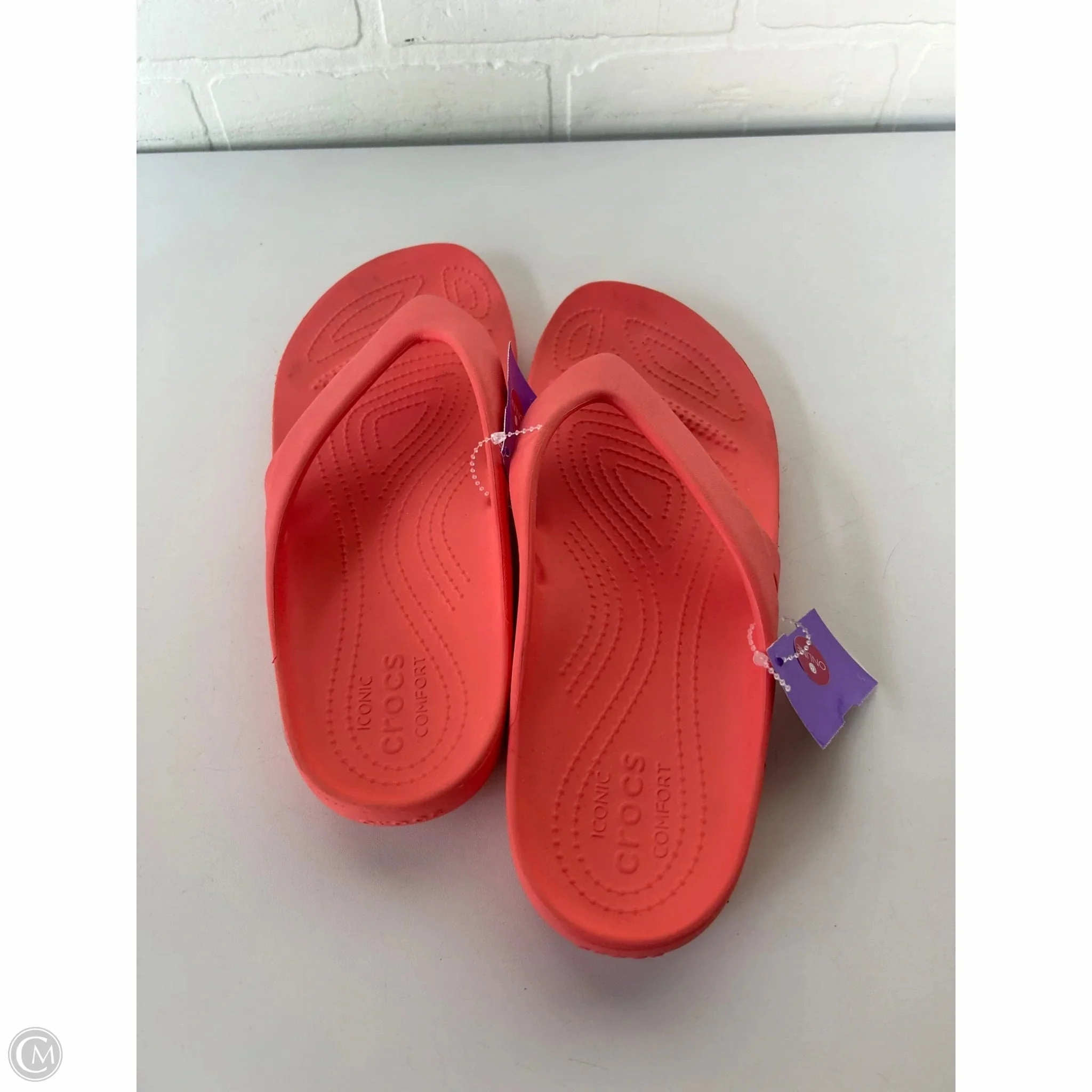 Flip Flops Soft Foam Sandals Flip Flops By Crocs In Orange, Size: 11