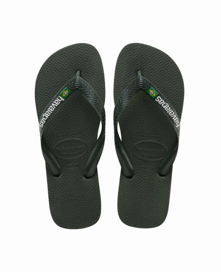 Adjustable Flip Flops HAVAIANAS BRASIL LOGO - GREEN OLIVE