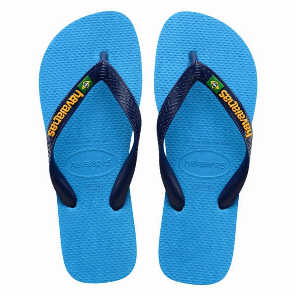 HAVAIANAS BRASIL LOGO - TURQUOISE.TURQUOISE Beach Wedge Flip Flops