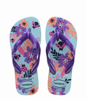 Puffy Flip Flops HAVAIANAS KIDS FLORES - BLUE WATER
