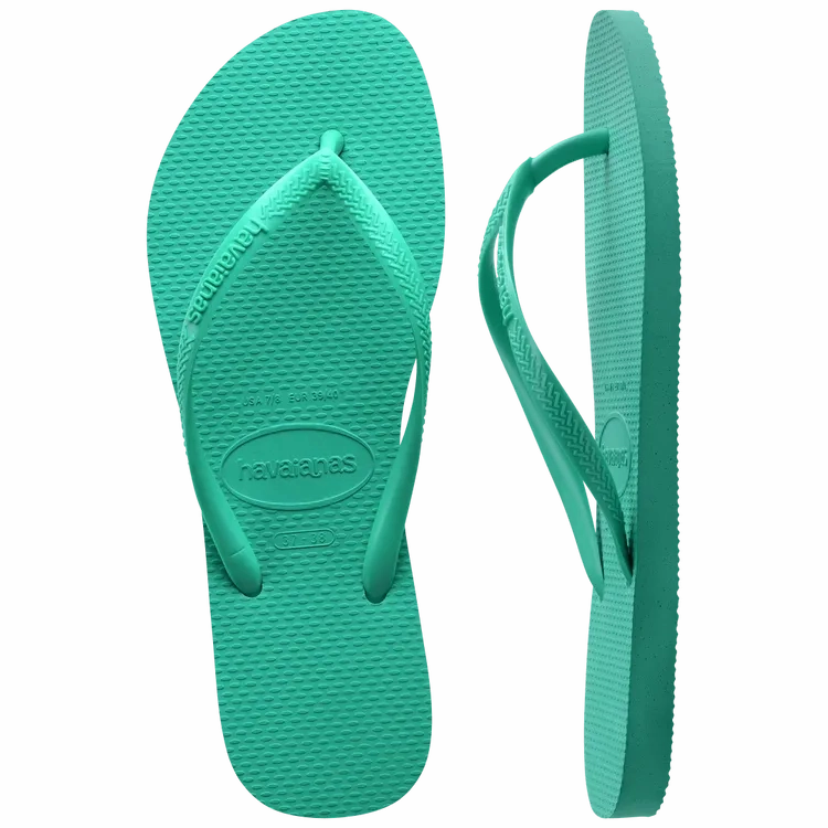 Gold Designer Flip Flops HAVAIANAS SLIM - VIRTUAL GREEN