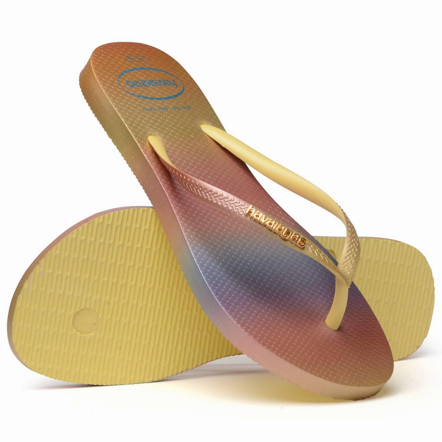 HAVAIANAS SLIM GRADIENT SUNSET - PIXEL YELLOW Streetwear Flip Flops