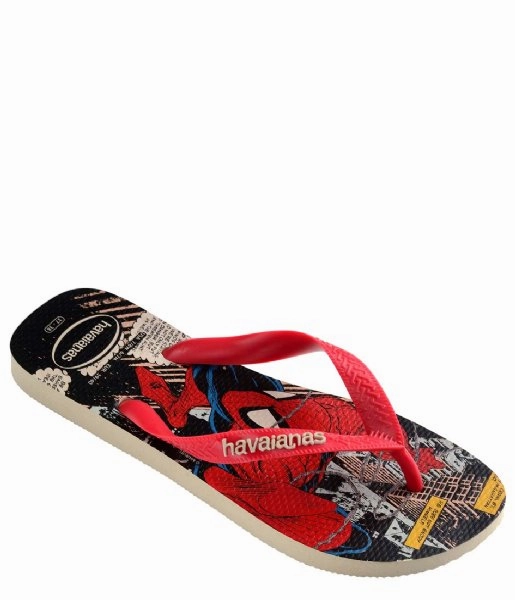 HAVAIANAS TOP MARVEL CLASSICS - BEIGE STRAW.RED RUBY Wide Fitting Flip Flops Uk