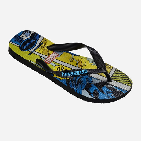 HAVAIANAS TOP MARVEL CLASSICS - BLACK.BLACK Rainbow Flip Flops Lifetime Guarantee