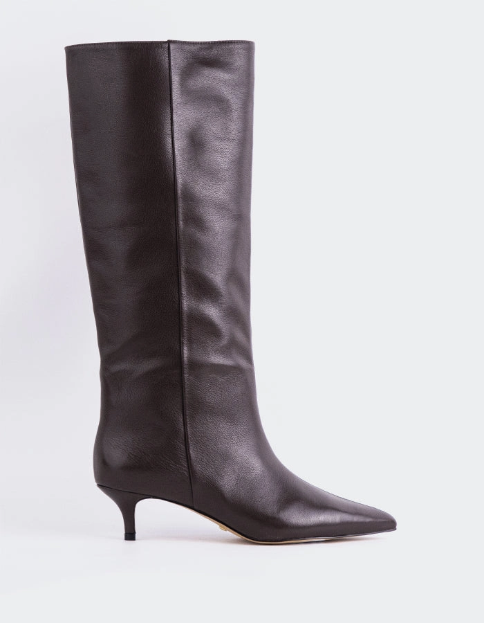 Brown Leather Boots With Heel Rynn Brown Leather
