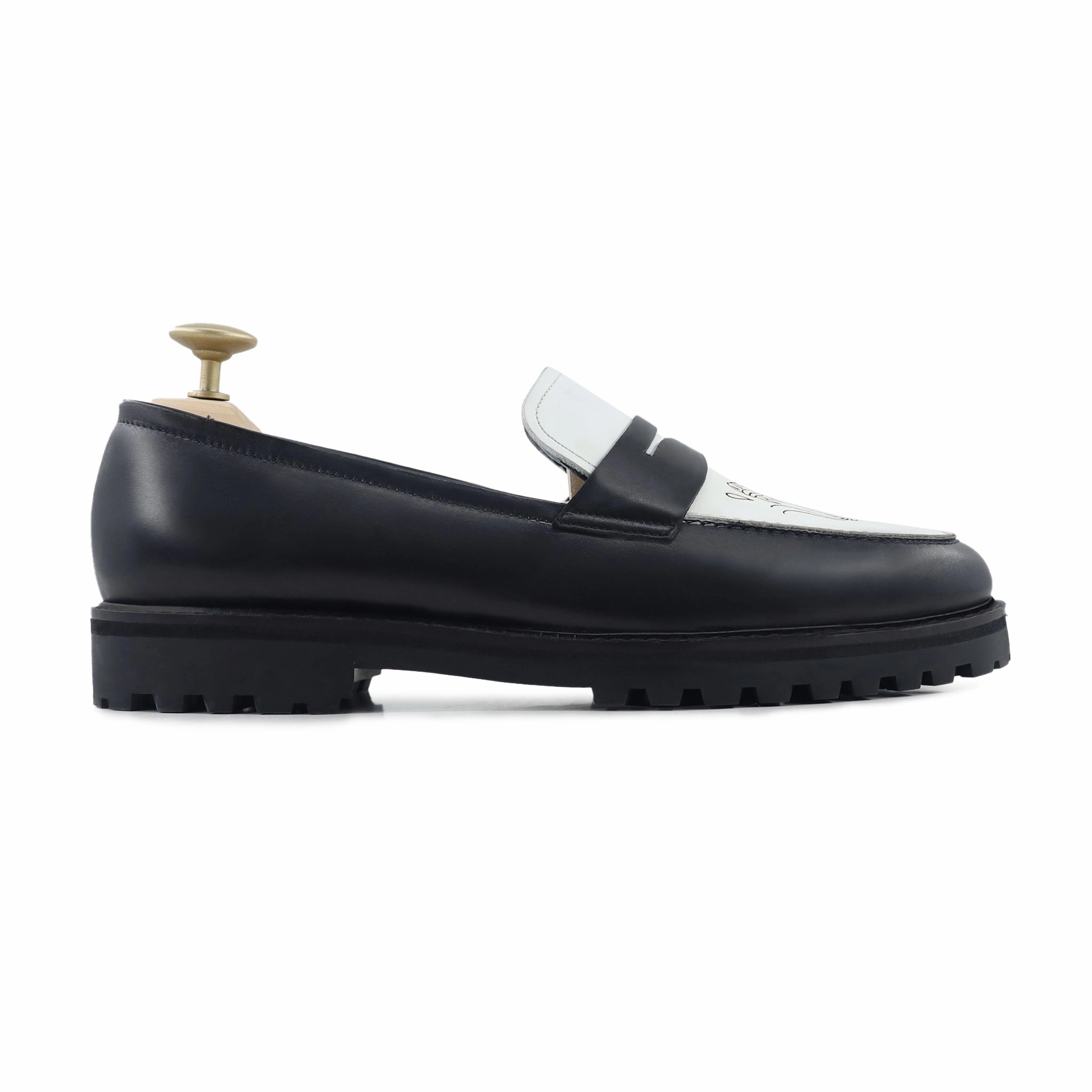 Loafers Dr Martens Hobart - Men's Black and White Calf Leather Loafer (Snake Edition)