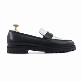 Slip Loafers Hobart - Men's Black and White Calf Leather Loafer (Snake Edition)