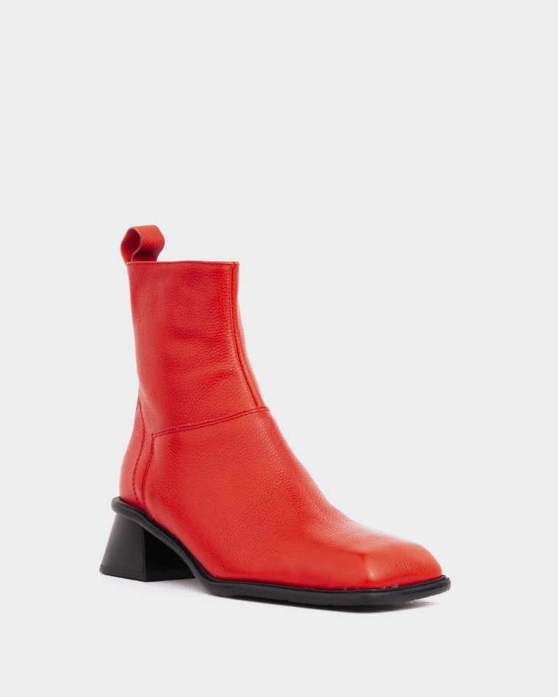 Flat Platform Boots Holts Red Leather