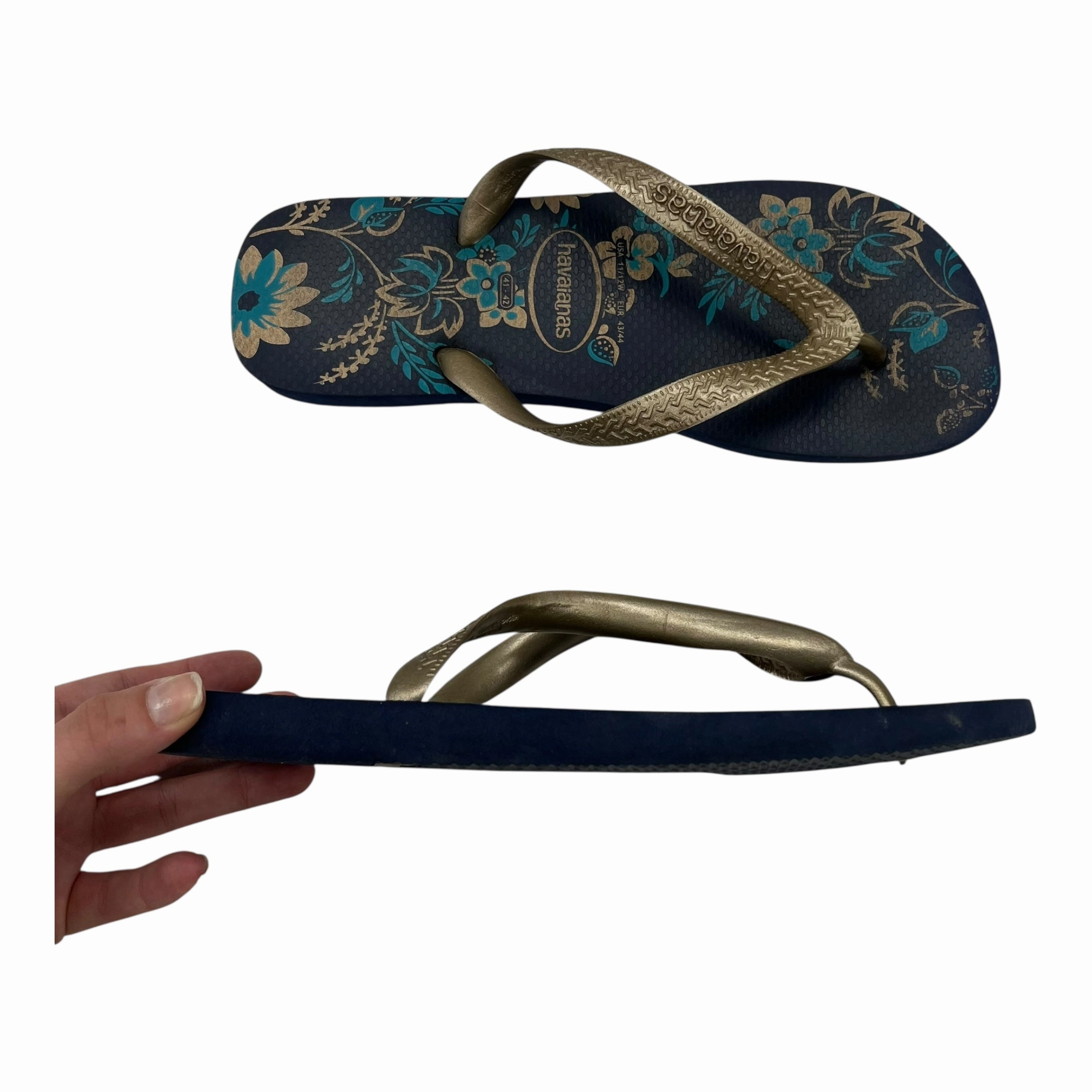 Painted Rocks Flip Flops Sandals Flip Flops By Havaianas In Navy, Size:12