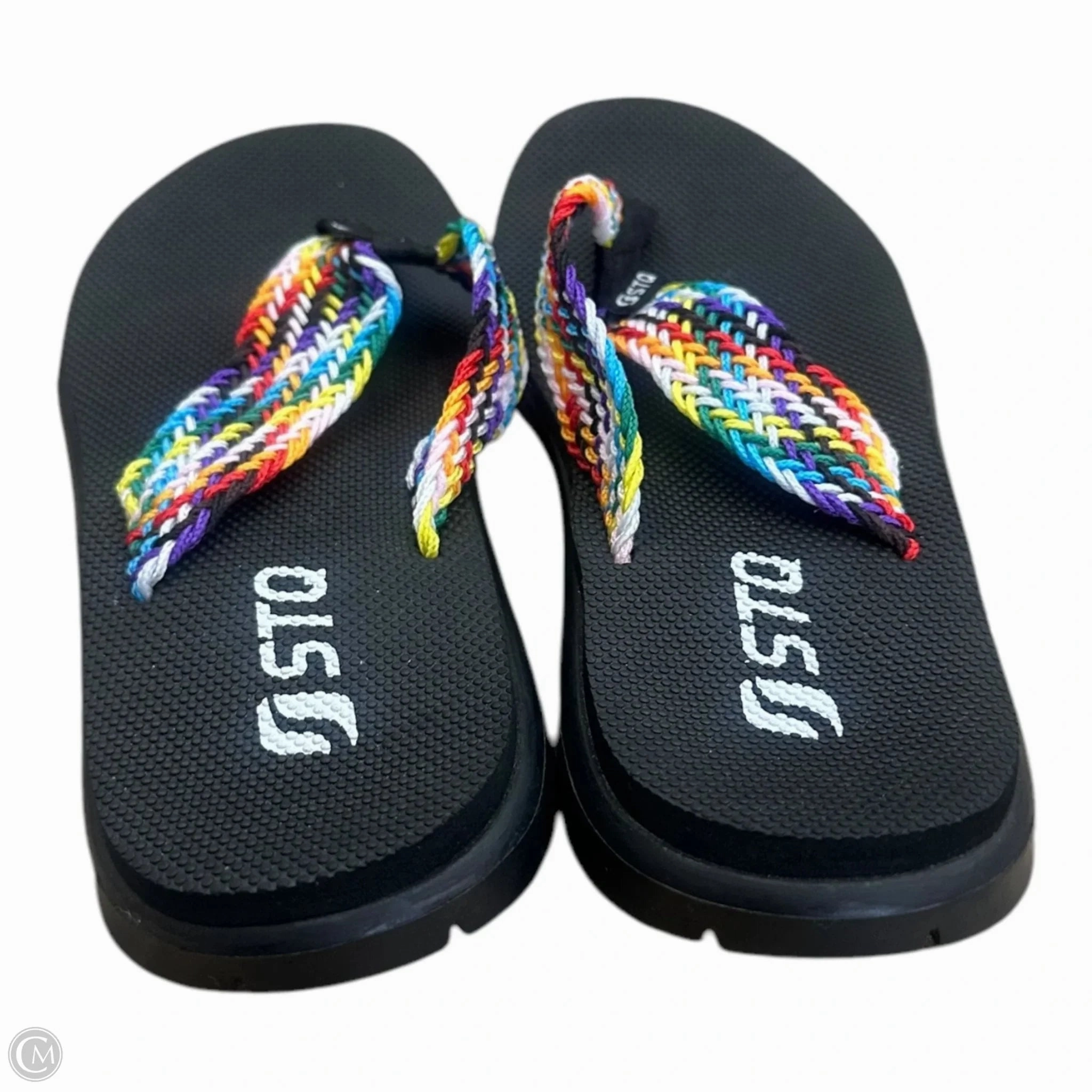 Sandals Flip Flops By Clothes Mentor In Rainbow Print, Size: 6 Flip Flops With Sparkle