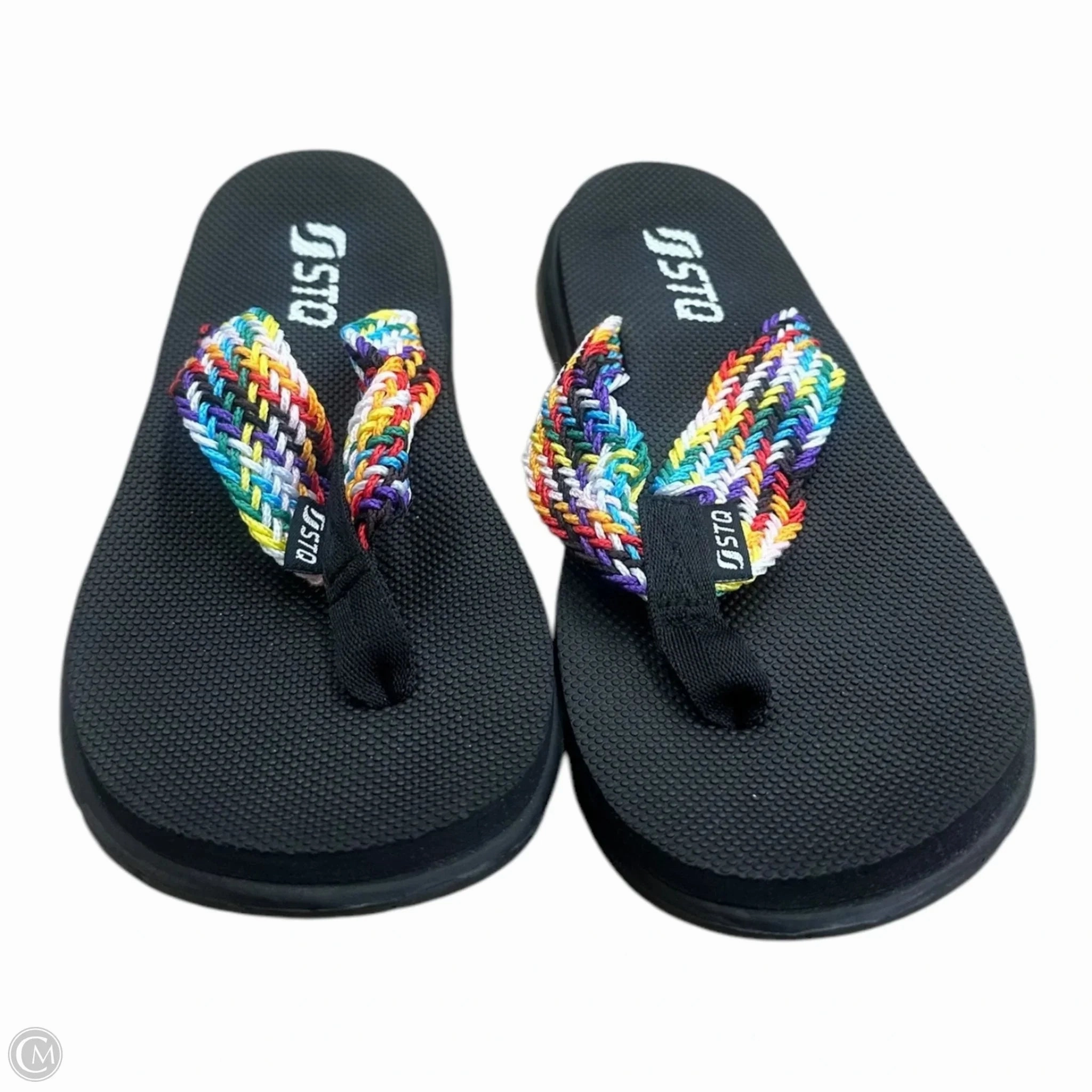 Sandals Flip Flops By Clothes Mentor In Rainbow Print, Size: 6 Best Thong Flip Flops