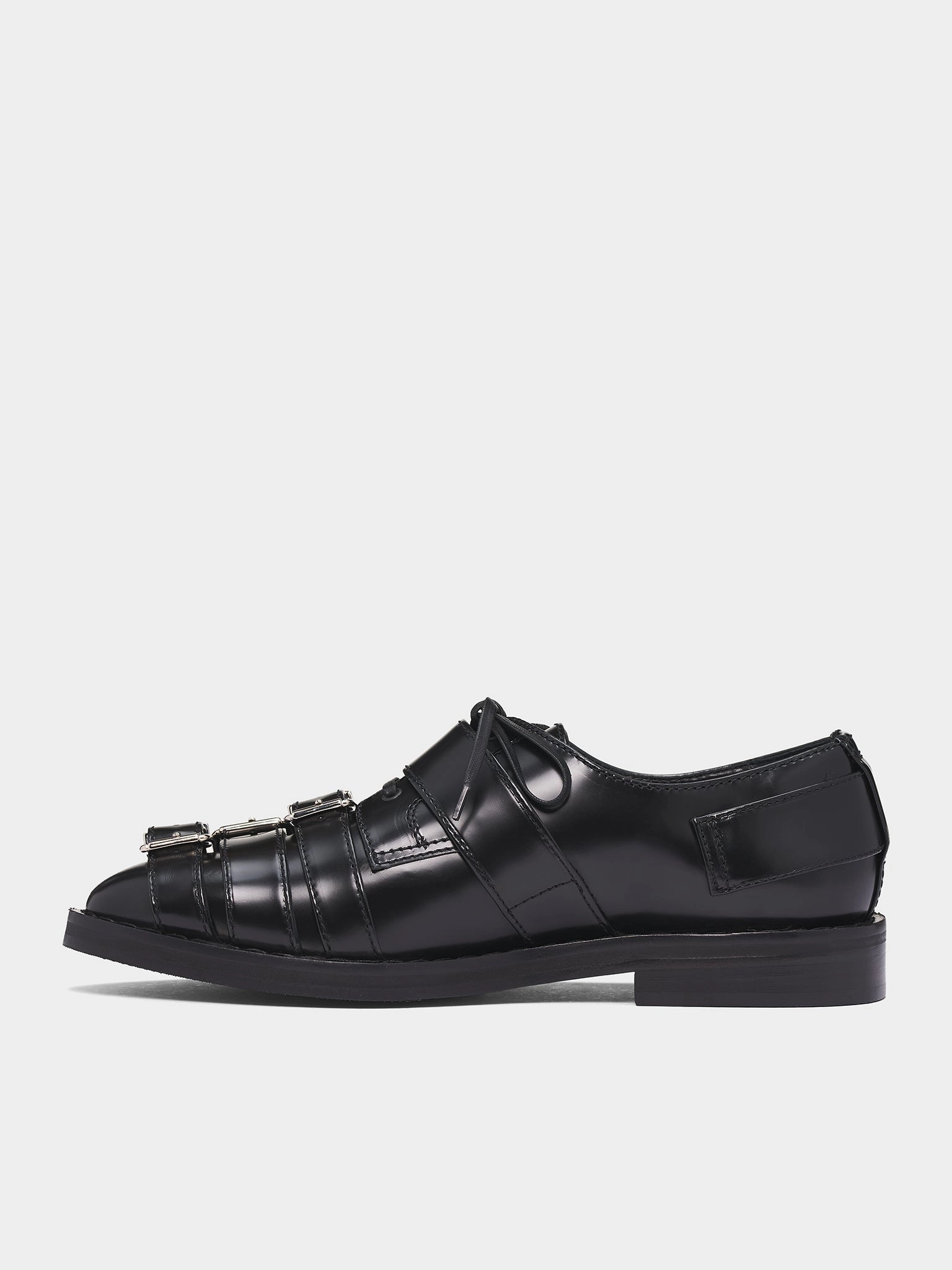 Vagabond Brogue Black Leather Multi Buckle Brogue (BRG14-0740-BLACK)