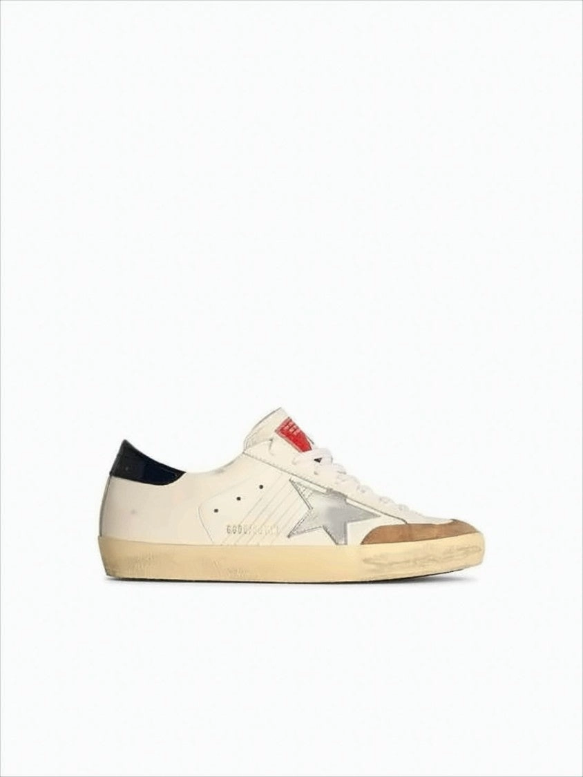 Race Car Sneakers Low-Top White Leather Sneakers With Vintage Appeal